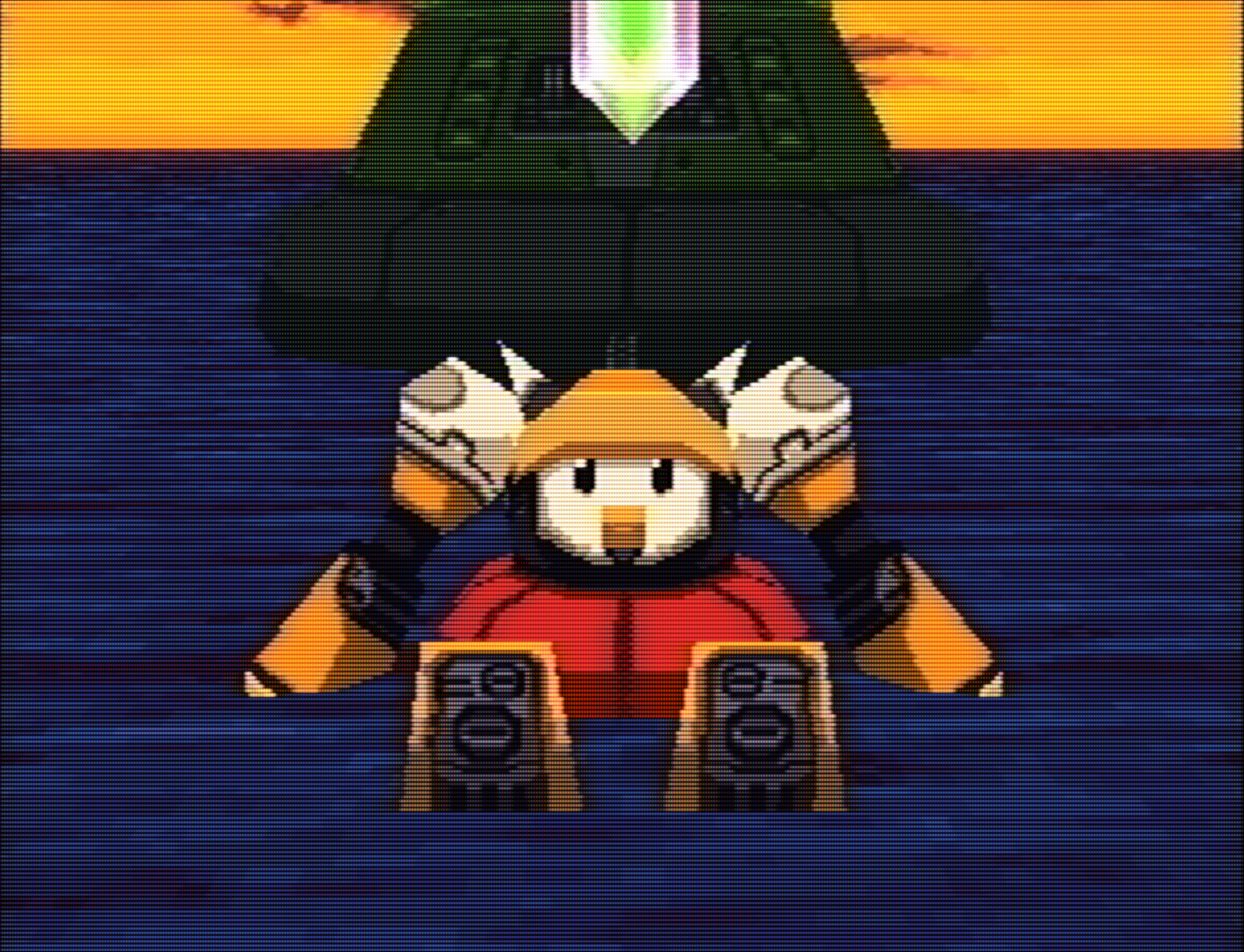 Mega Man Legends screenshot by Anton — Tron Bonne piloting a mech at sunset over the ocean